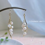 6月の誕生石＊たわわな淡水パールの実と蔓のピアス＊イヤリングに変更可能＊フォーマル＊14ｋｇｆ