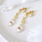 すずめさんと小花＆リーフのイヤリング/ピアス