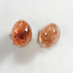 （１点もの）サンストーンのスタッドピアス・7×5mm（チタンポスト）