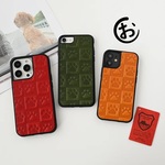 型押し 本革 iPhone限定 【足あとチェック柄 TPU リアケース】 Sジーンズ 栃木レザー ねこ 凸凹 A003O