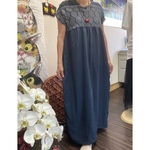 新品のへこ帯(紺色)のロングワンピース　　　　着物リメイク