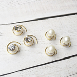 silk pearl & crystal hair pierce《gold》