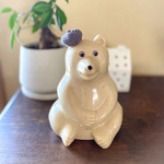 しろくま貯金箱のベレー帽(グレー)