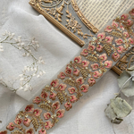 インド刺繍リボン　花　インド刺繍　スパンコール　刺繍リボン　リボン　りぼん　※普通郵便はお届けに1週間近くかかります。お急ぎの方は必ずクロネコヤマトをお選びください