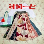 417 スカート　リメイク　ハンドメイド　手ぬぐい　手拭い　古布　手ぬぐいリメイク　着物リメイク　浴衣リメイク