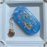 【訳あり】ネームタグ風シャカシャカキーホルダー／水面模様