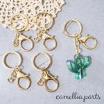 5個【キーホルダー・キーチェーン】ゴールド カニカン付きキーリング 金具 パーツ[かぎ,カギ,鍵,アクセサリーパーツ,手芸]◎BP004