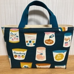 お散歩バッグ　ヨーグルト柄　ネイビー