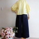 インディゴデニムのワイドパンツ　丈８５cm　♬