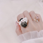 ミニチェリーしゅがうさリング🍒ブラック