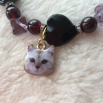お買得❣️猫天然石ブレスレット(ネコチャーム)癒し  .人気のガーネット       