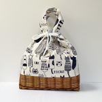 洗える　保冷・保温巾着ポーチ　バックキャット　きなり