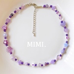 ビーズネックレス💜ビーズチョーカー💜パープル×紫/purple🟣/MIM