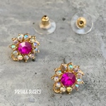 2個 ビジュー ピアス ピンク