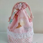 アイスクリーム　ピンク　コップ袋(裏地付き)