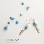 春夏♡フェザー×パール×ターコイズピアス✳︎イヤリング✳︎nicoa