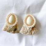 【雫×beige_1 刺繍リボンアクセサリー】ピアス イヤリング おしゃれ 個性的