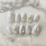 white sorbet luminous flower nail ホワイトソルベ ルミナスフラワーネイル