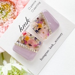 《再販5❣》ピアス　バイカラー　ピンク　レジン　レジンピアス　レジンアクセサリー　レジンアクセ　お花ピアス　ドライフラワー　ドライフラワーピアス　ドライフラワーアクセサリー　