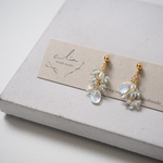  "Rainbow moonstone×Aquamarine" サージカルステンレス レインボームーンストーン アクアマリン ピアス ☽︎‪︎