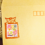 消しゴムはんこ   ねこの切手枠
