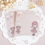 「Girly Pair Look / ガーリーペアルック」オリジナルイラストメモ 30 ❁︎ 30枚入 / くまと女の子 / 送料無料