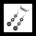 【チェッカーなタイヤのピアス イヤリング。】車 タイヤ 星 チェック メンヘラ 量産型 パンク ユニセックス  ヴィンテージ ロック ダーク 闇 病みかわいい ゴシック ダーク ストリート