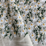 綿麻刺繍生地 デイジー 生成り120×50cm〜