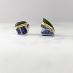 翡翠×陶器の金継ぎピアス