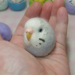 セキセイインコ  オパーリン・モーヴ ☆選べる2タイプ☆(Aマグネット・Bクリップ付ブローチピン)  コロコロ♪丸顔  羊毛の小鳥  