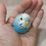 セキセイインコ  スカイブル－オパーリン ☆選べる2タイプ☆(Aマグネット・Bクリップ付ブローチピン)  コロコロ♪丸顔  羊毛の小鳥  