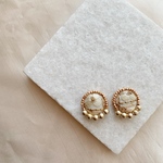 インド刺繍リボンのボタンピアス＊イヤリング