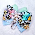 パステルフラワーリボンバレッタ　ブルー