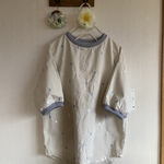 北欧調刺繍コットンのリブプルオーバー