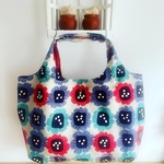 北欧柄　大きめエコバッグ　サブバッグ　花
