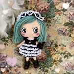 フリフリワンピ❤️うさぎパペット添え🐰ハートver.ブラック