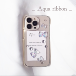 【Aqua ribbon】リボン 透明  ラメ クリアケース iPhone Android 全機種対応