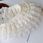 ＊再入荷＊50cm単位 レース&ドットチュールフリル レースブレード ライトベージュ BK220604 ハンドメイド 手芸 素材 材料