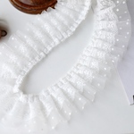 ＊再入荷＊50cm単位 レース&ドットチュールフリル レースブレード 白 BK220605 ハンドメイド 手芸 素材 材料