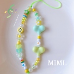 ビーズストラップ💛スマホストラップ💚LOVEサマーイエロー🌈/MIMI.