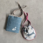 ふた部屋　まんまる巾着　runrunrun blue mina perhonen
