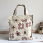 ラミネート　切り替え⭐︎ミニトートバッグ　モダンフラワー北欧風(スモーキーピンク) 