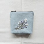 手刺繍ポーチ ラベンダーとカモミール