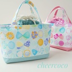彩りちょうちょ♡洗える保冷ランチバッグ　ブルー