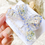 【New】フラワーリボンのヘアクリップ　２点セット　ハンドメイドヘアクリップ　ヘアクリップ　押し花　ハンドメイドレジン　リボン　レジンヘアクリップ　リボンヘアクリップ