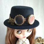 700.※スチームパンク・歯車モチーフの黒の帽子 ※ブライスアウトフィット