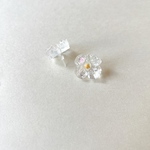 clear flower×pink earrings