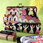 メキシコお祭り柄 化粧ポーチ プチギフト など マチ付き 可愛い がま口ポーチ USAコットン