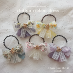 受注生産✾chiffon ribbon dress❁︎ヘアゴム♡出産祝い♡プレゼント♡女の子♡キッズ♡ヘアアクセサリー♡プチギフト♡リバティ♡