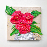 アクリル画『花瓶に小花』10㎝×10㎝